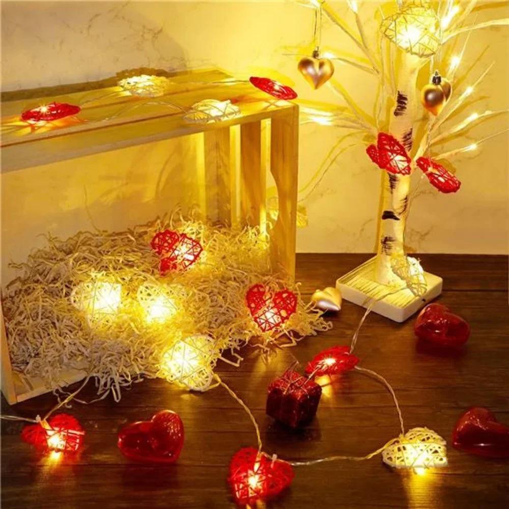 Valentine's Day String Lights, 10 FT 20 LED Heart Shape String Light